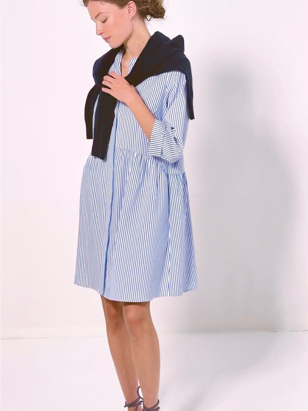 Tuckernuck Blue and White Striped Cotton Shirt Dress